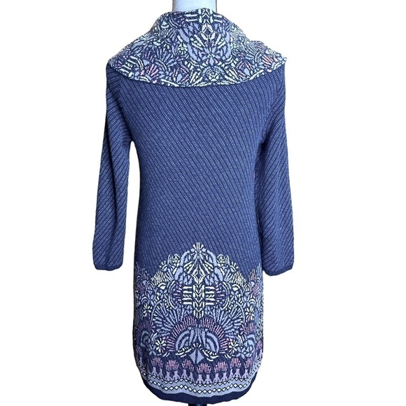 Anthropologie Moth Navy Imperial Garden Tunic Sweater Dress XS Wool Alpaca - Picture 2 of 16